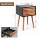 preview thumbnail 3 of 10, Costway End Table W/Drawers and Storage Wooden Mid-Century Accent Side