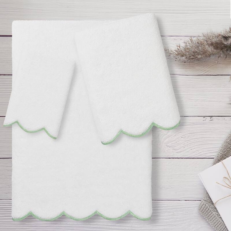 Authentic Hotel and Spa 100% Turkish Cotton ADORNIA Scallop Towel Set