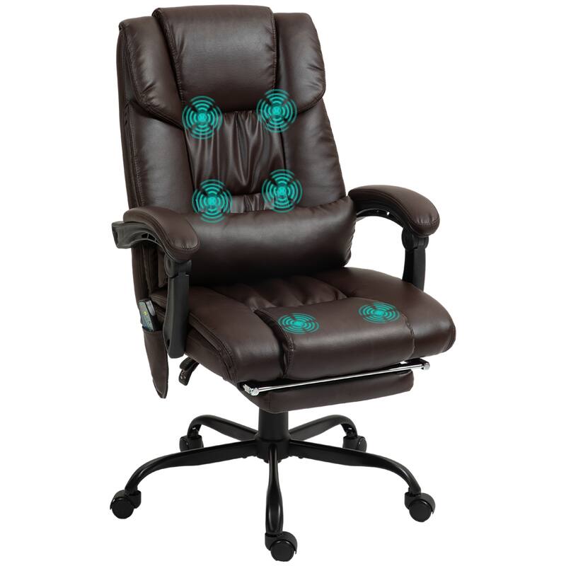 Vinsetto Office Desk Chair Recliner, Height Adjustable Movable Lumbar Support with 6-Point Vibrating Massage