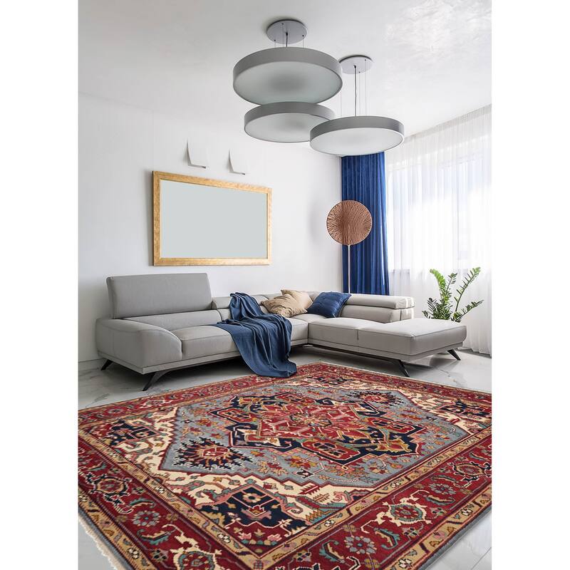 ECARPETGALLERY Hand-knotted Serapi Heritage Light Denim Blue Wool Rug - 8'11 x 11'10