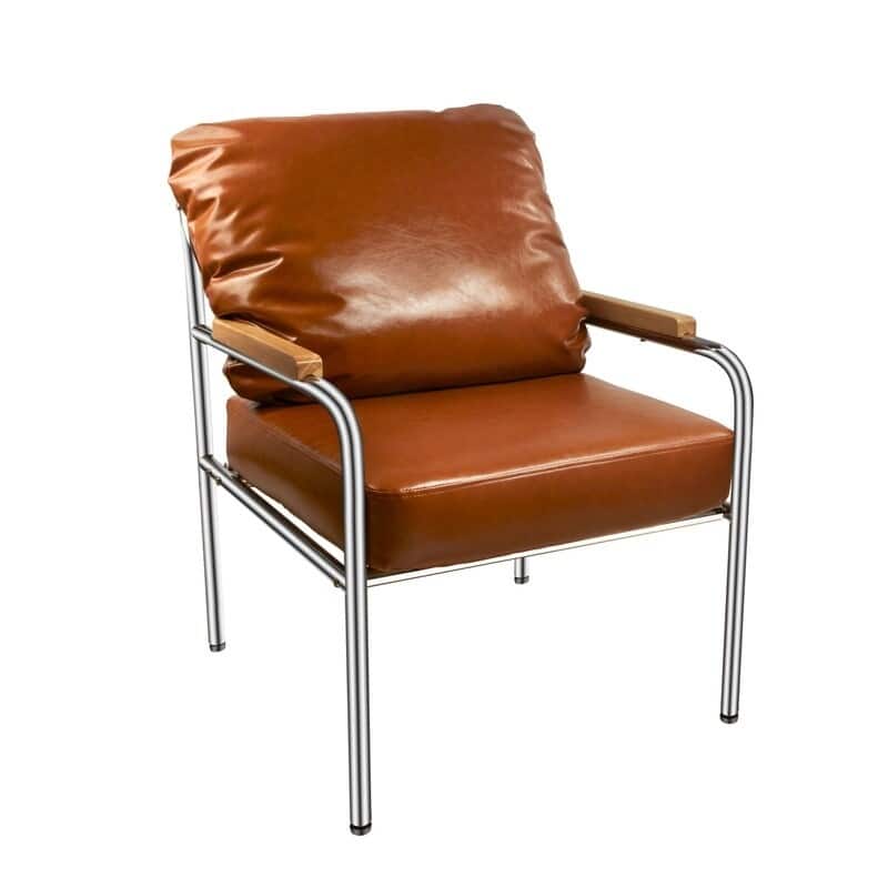 Momei 33.6"H Mid-Century Modern Armchair Stainless Steel Frame Accent Chair - 21.2"L x 24.2"W x 33.6"H - Brown