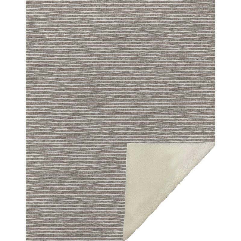 Premium Machine Washable ASB138 Subtle Stripe Sherpa Throw Blanket