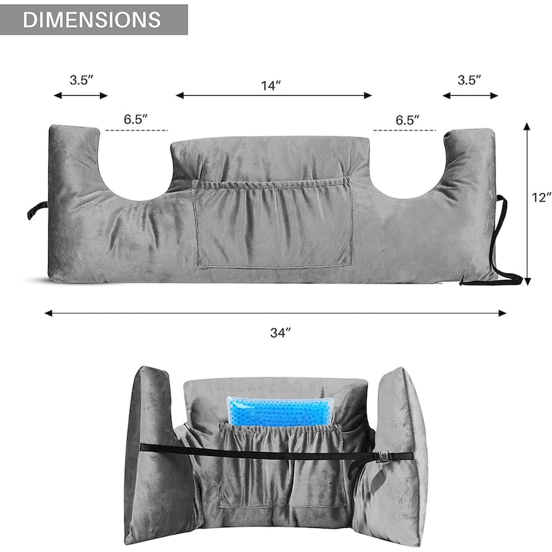 Cheer Collection Post Mastectomy Pillow with Front and Back Pockets - Grey