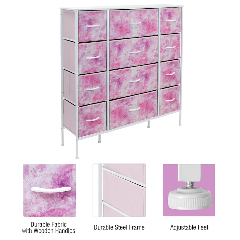Dresser w/ 12 Drawers - Furniture Storage Chest Tower Unit for Bedroom