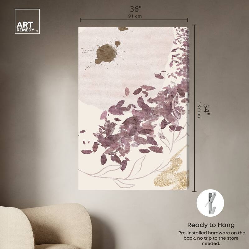 Art Remedy Golden Vineyards Gallery Wrapped Boho Abstract 1 Piece Canvas Wall Art