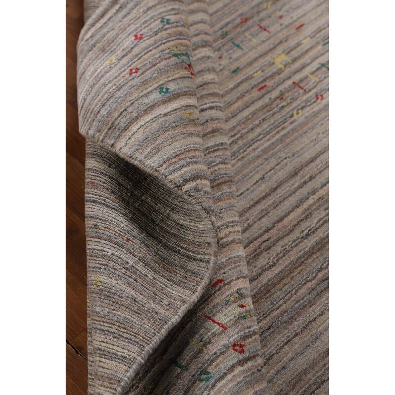 Earth Tone Gabbeh Indian Area Rug Handmade Tribal Wool Carpet - 5'0" X 7'10"