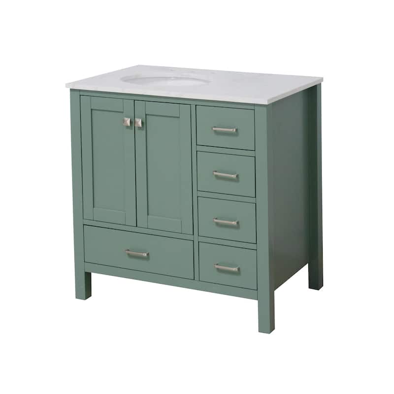 KitchenBathCollection Horizon 36" Bathroom Vanity with Engineered Carrara Top