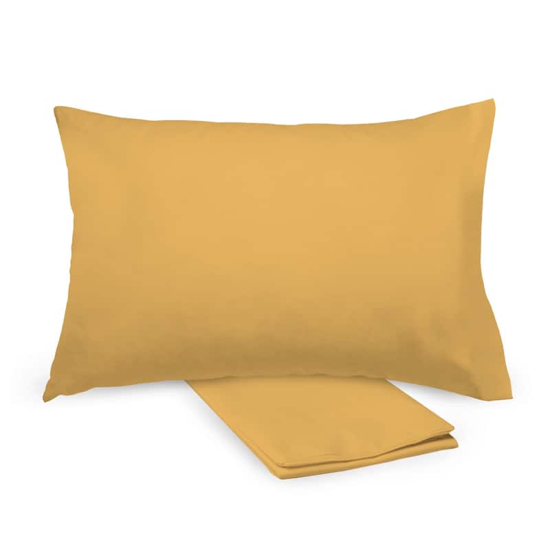 BreathableBaby Cotton Percale Pillowcase, For 13" x 18"/33 x 46 cm Toddler Pillow, Solids (2-Pack) - Yellow