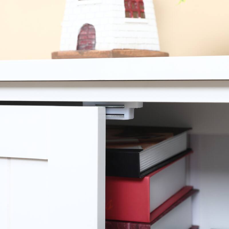 HOMCOM 4-Door Practical Storage Cabinet Multi-Storey Flexible Space Pantry w/Adjustable Shelves 2 Lower Doors, White