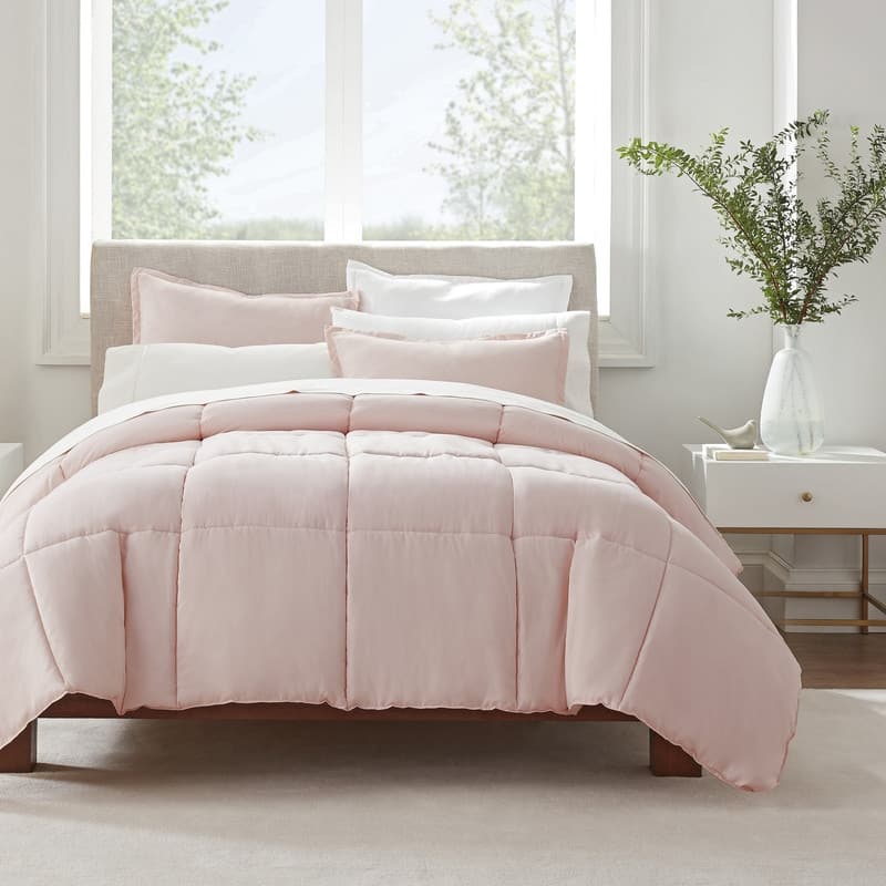 Serta Simply Clean Antimicrobial Comforter Set - Twin XL - Blush