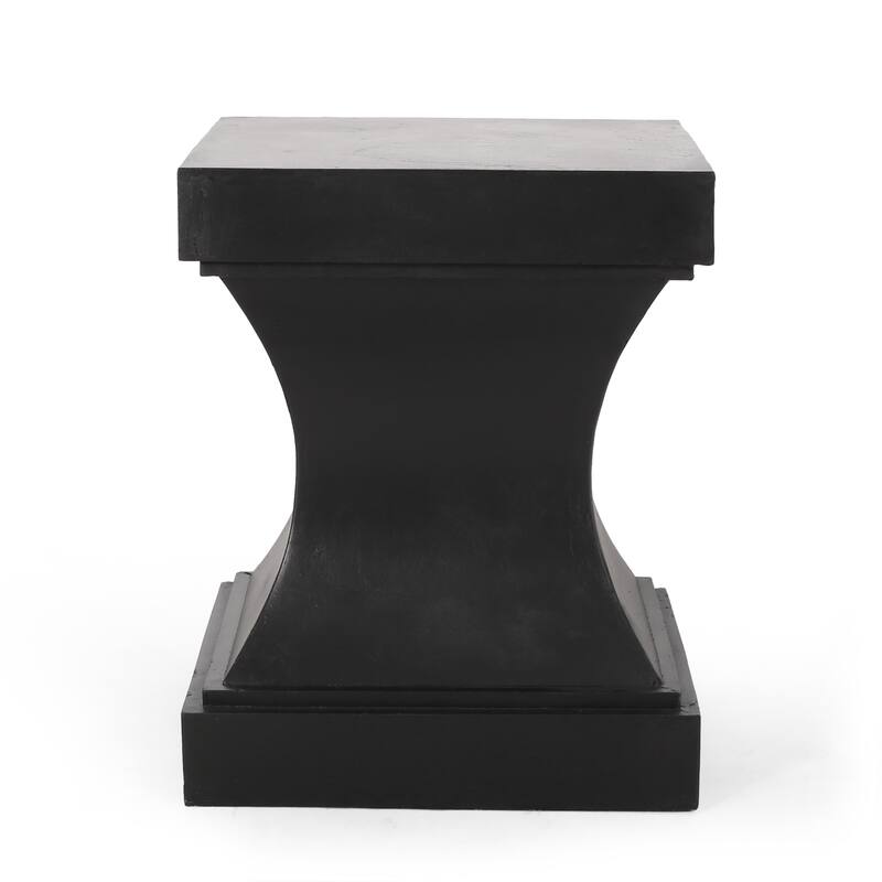 Acacia Wood Athena Side Table 18 Inch Round Outdoor Patio Coffee Table - Black