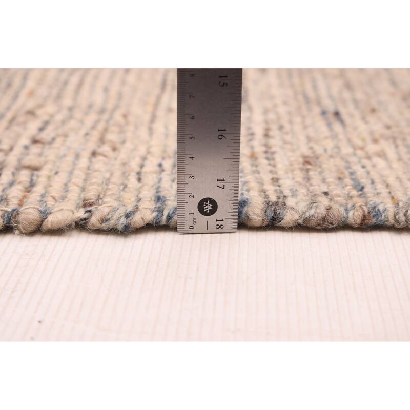 ECARPETGALLERY Braid weave Sienna Light Grey Wool Kilim - 8'3 x 10'4