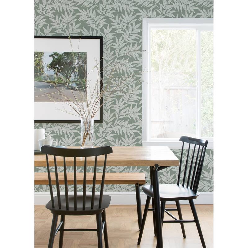 A-Street Prints Morris Green Leaf Wallpaper