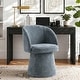 preview thumbnail 1 of 8, 21.5" Wide Upholstered Swivel Barrel Vanity Stool with Pedestal Base Blue