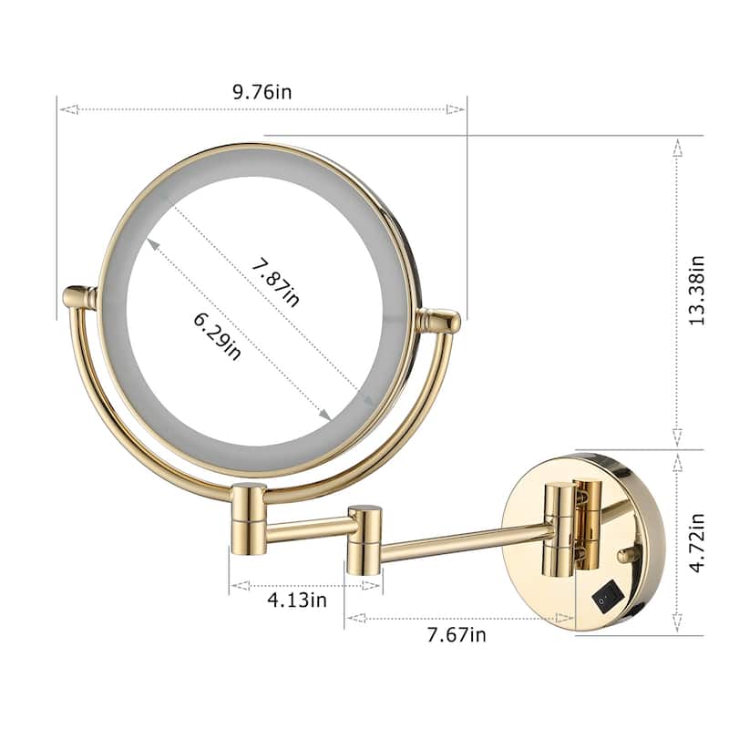 8 Inch LED Wall Mount Two-Sided Makeup Vanity Mirror,Requires Hardwiring