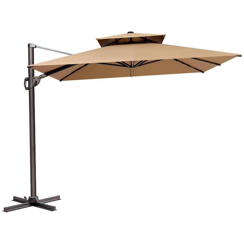 9 x 11.5 FT Patio Outdoor Patio Dual Top Cantilever Umbrella with No Base