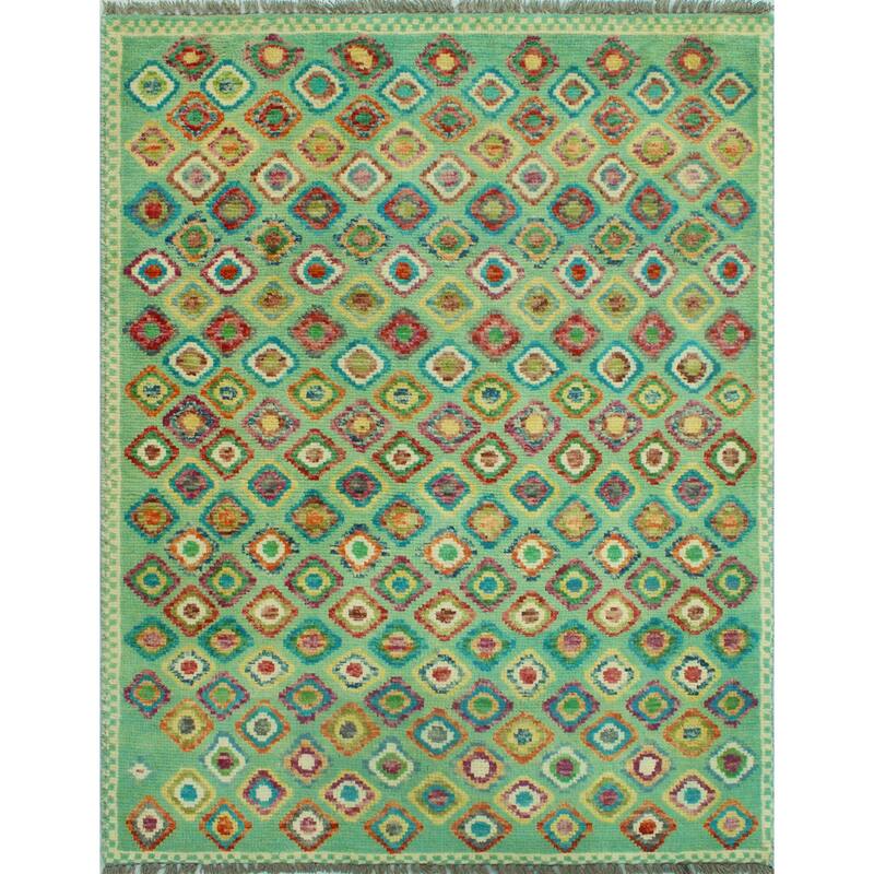 Balochi Areez Green/Ivory Rug - 3'4" x 4'9"