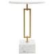 preview thumbnail 9 of 8, White Marble Geometric Accent Table with Gold Metal Rectangular Stand