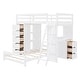 preview thumbnail 7 of 16, Twin Over Twin Solid Pine Bunk Bed with Drawers, Shelves, Desk with LED & USB Ports