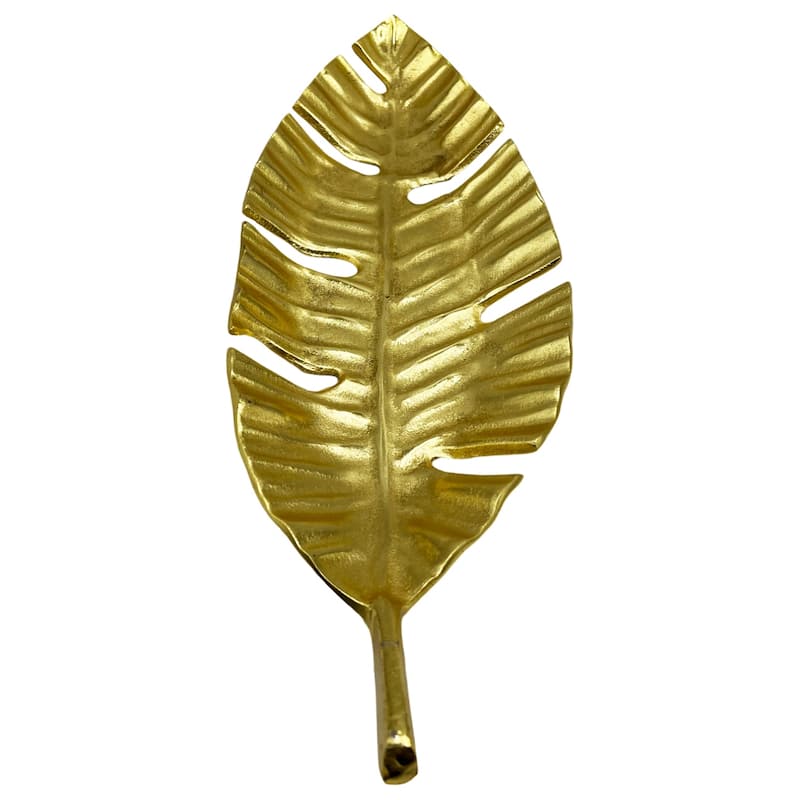 23 Inch Wide Decorative Handmade Aluminum Leaf Fruit Tray - 23 x 8 x 2.5 in