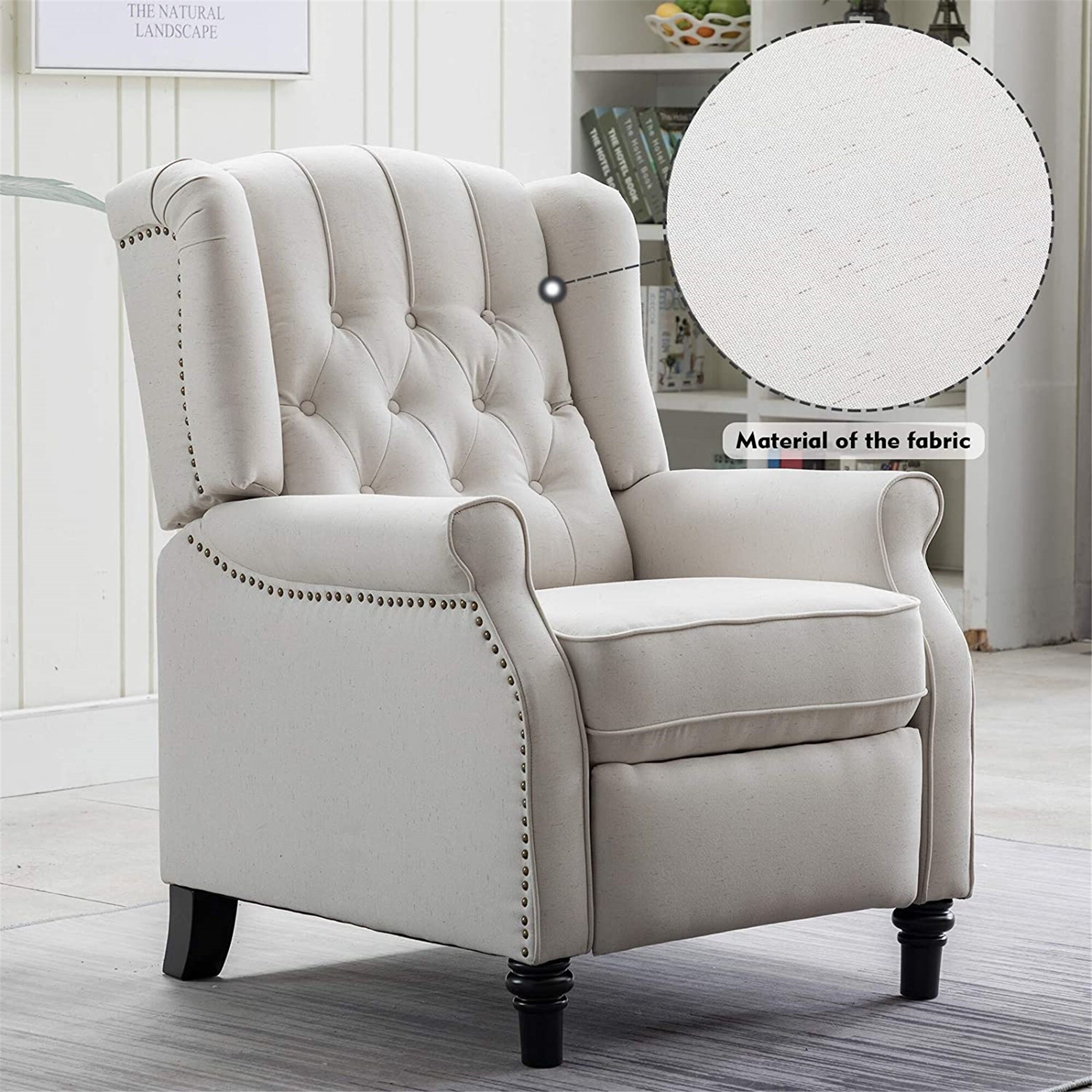 Elizabeth Fabric Arm Chair Recliner With Tufted Back Push Back Recliner Chair For Living Room Overstock 30926447