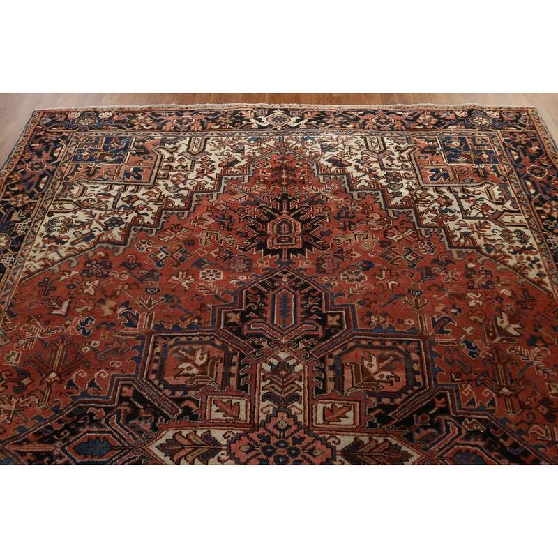 Vintage Geometric Heriz Persian Traditional Wool Area Rug Hand-knotted - 8'7" x 10'9"