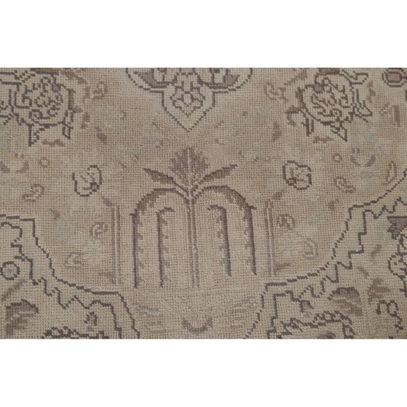 Beige Tabriz Persian Vintage Rug Handmade Traditional Wool Carpet - 6'8"x 10'2"