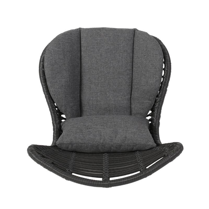 Outdoor Patio Rattan Chair with Metal Frame, Set of 2