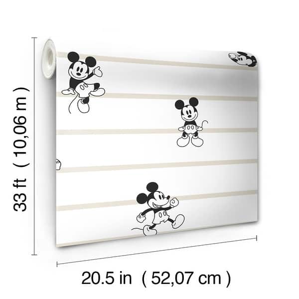 Disney Mickey Mouse Stripe Black & White Wallpaper