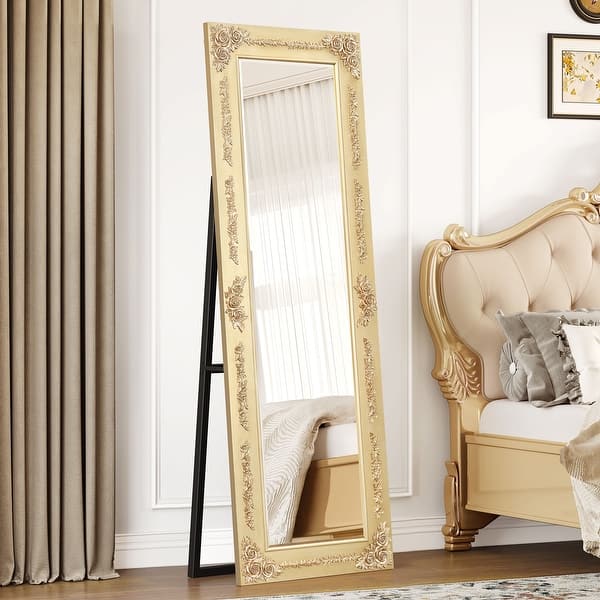 Moasis Floral Wooden Frame Full Length Floor Wall Mirror Standing Dressing Mirror - Bed Bath & Beyond - 39408438 Moasis Floral Wooden Frame Full Length Floor Wall Mirror Standing Dressing Mirror - Bed Bath & Beyond - 39408438