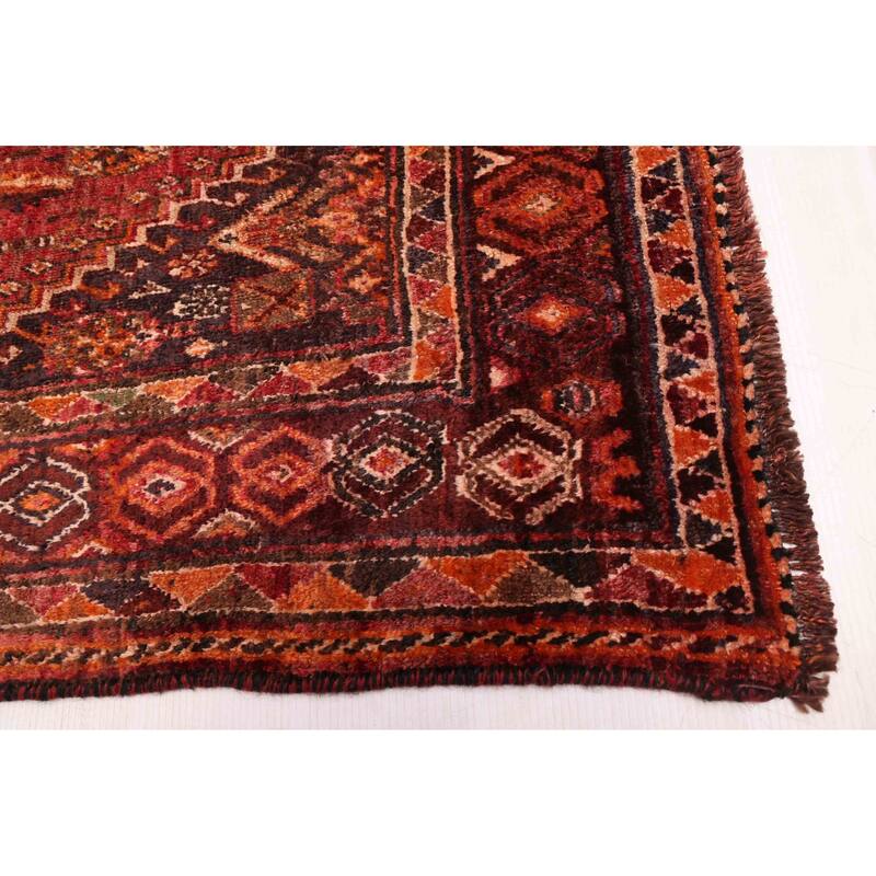 ECARPETGALLERY Hand-knotted Melis Vintage Dark Red Wool Rug - 3'7 x 7'3