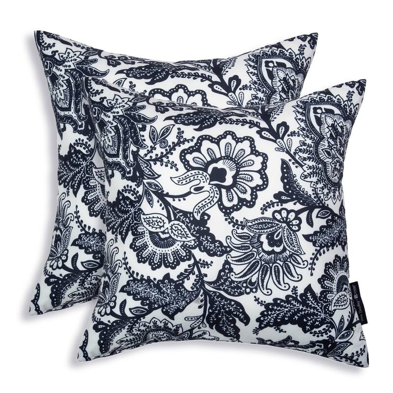 Vera Bradley by Classic Accessories Water-Resistant Accent Pillows, 18 x 18 x 8 Inch, 2 Pack - Java Navy