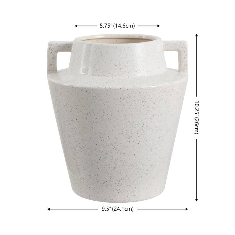 SAFAVIEH Home Ema Cream 9.5"W x 9.5"D x 10.3"H Terra Cotta Vase - 9.5"W x 9.5"D x 10.3"H