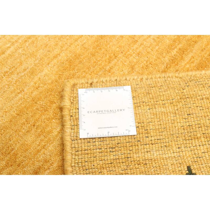 ECARPETGALLERY Hand Loomed Kashkuli Gabbeh Dark Gold Wool Rug - 2'4 x 7'9