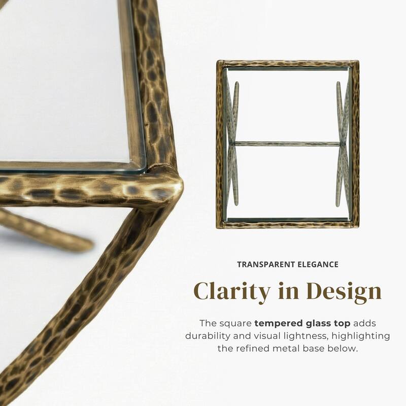 247 Shop At Home Lalia Modern 2-Piece Upholstered Hammered Metal Camelback Bedroom Set with Nightstand