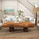 preview thumbnail 6 of 14, Brown Wood Handmade Live Edge T Stand Living Room Coffee Table with Block Legs