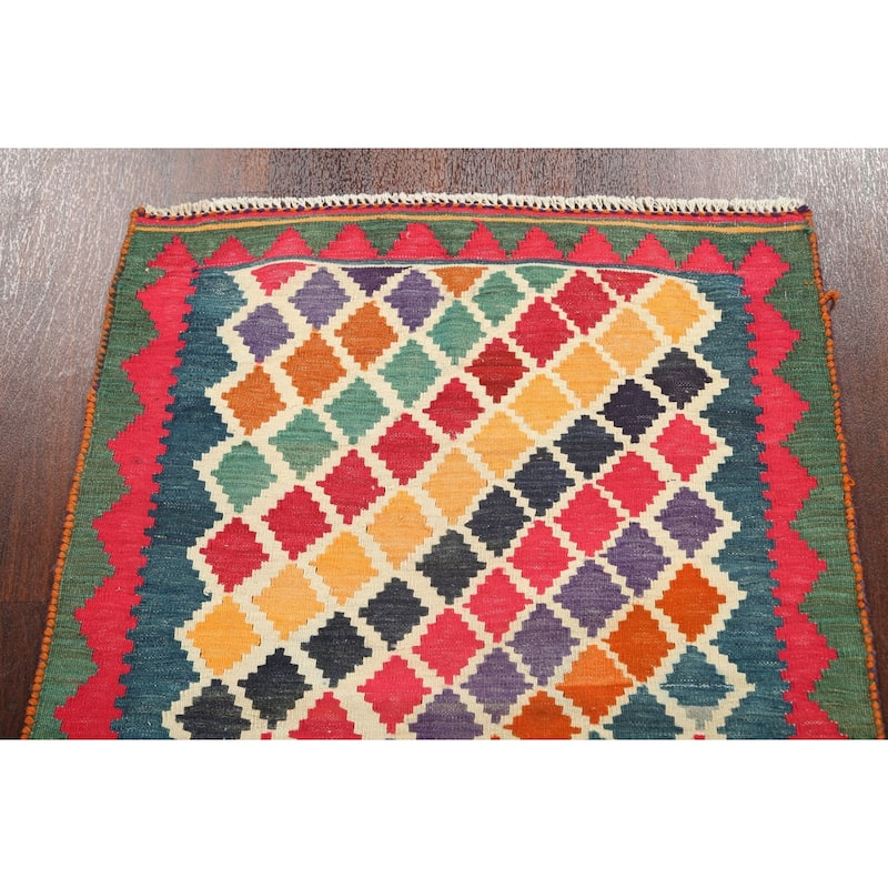 Tribal Kilim Shiraz Persian Kitchen Area Rug Flat-weave Wool Carpet - 2'9" x 3'11"