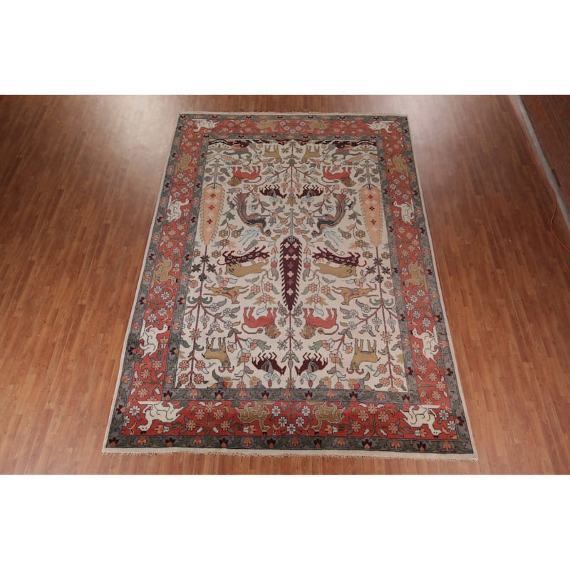 Animal Pictorial Ziegler Indian Large Area Rug Handmade Wool Carpet - 10'0"x 13'10"
