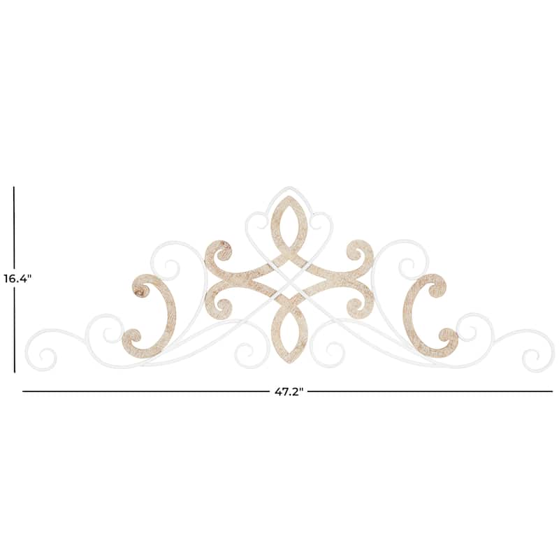 Wooden Scroll Wall Decor with Wood Accents - White - Roche River Decor