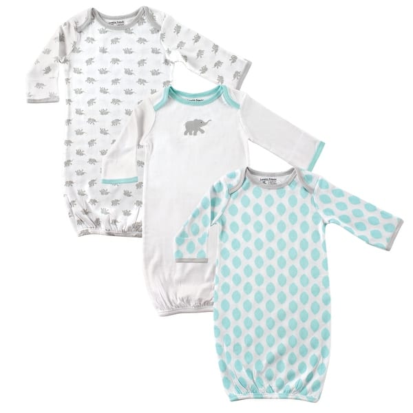 slide 1 of 1, Luvable Friends Unisex Baby Cotton Gowns, Elephant, Preemie/Newborn - Elephant Preemie-Newborn - Elephant