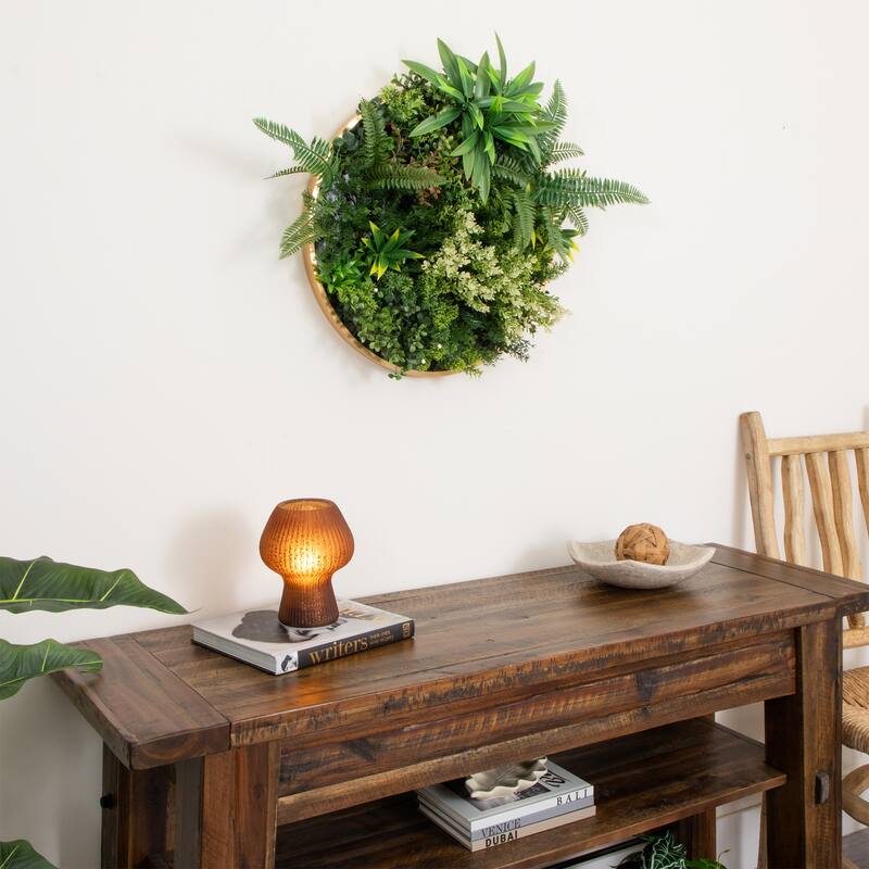 Queensland Rainforest Artificial Round Framed Living Wall Panel - 20"