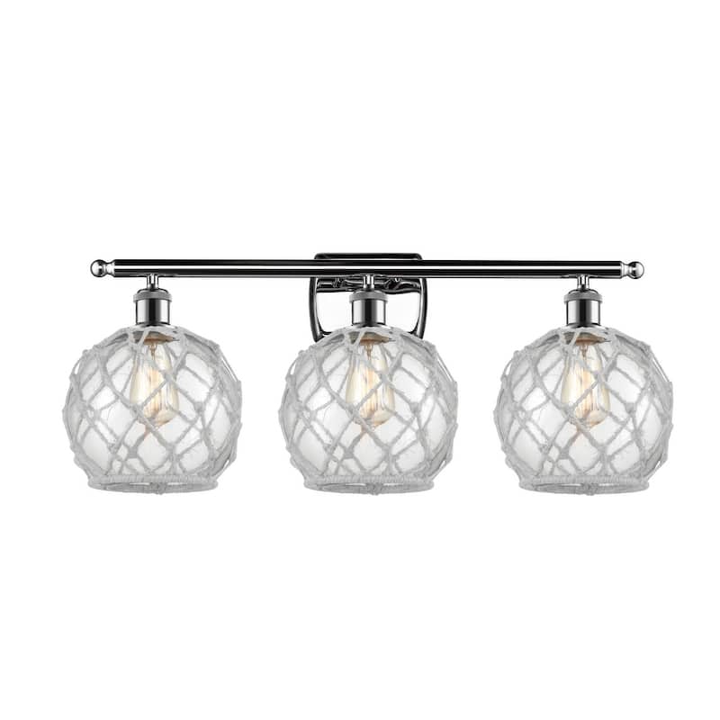 Innovations Lighting Farmhouse Rope 3 Light 26" Wide Bathroom Vanity - Polished Chrome / Clear / White