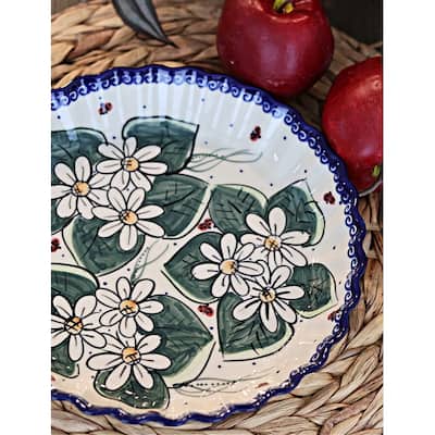 Blue Rose Polish Pottery 100 Vena Pie Plate