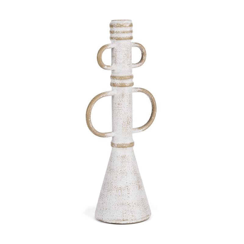 HomeRoots 14" White And Beige Metal Tabletop Sculpture - 5.91 in. x 13.78 in. x 3.94 in.