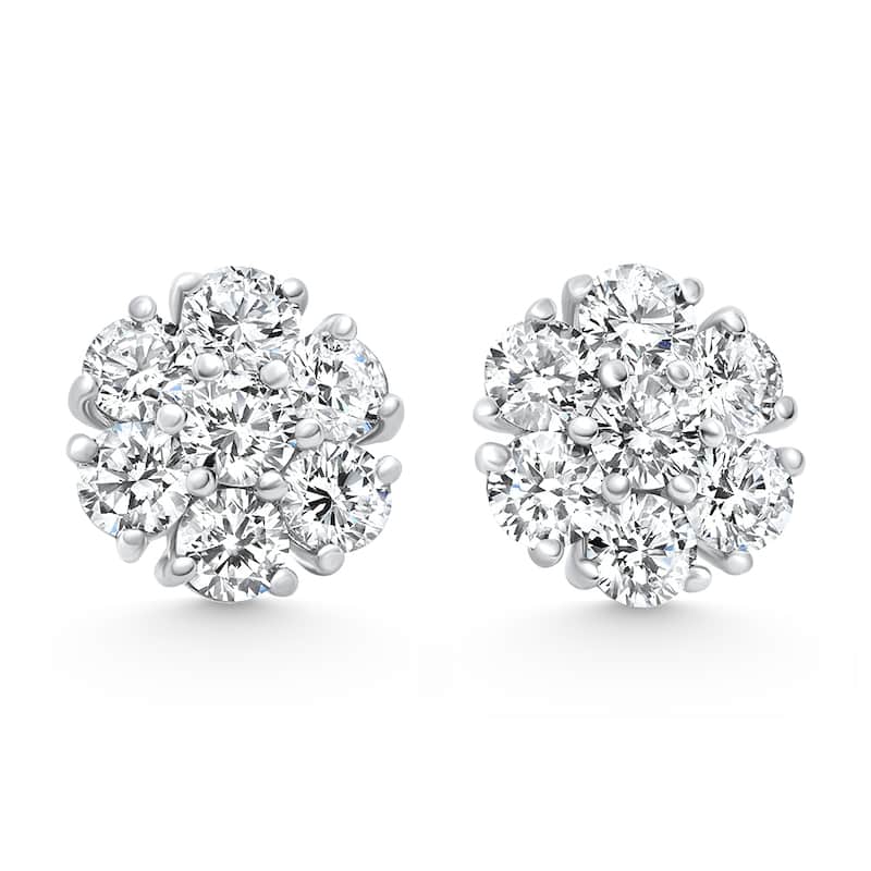 Bliss Diamond 3.60Ct Diamond Cluster Pave Studs Screwback Earrings Gold Lab Grown - White