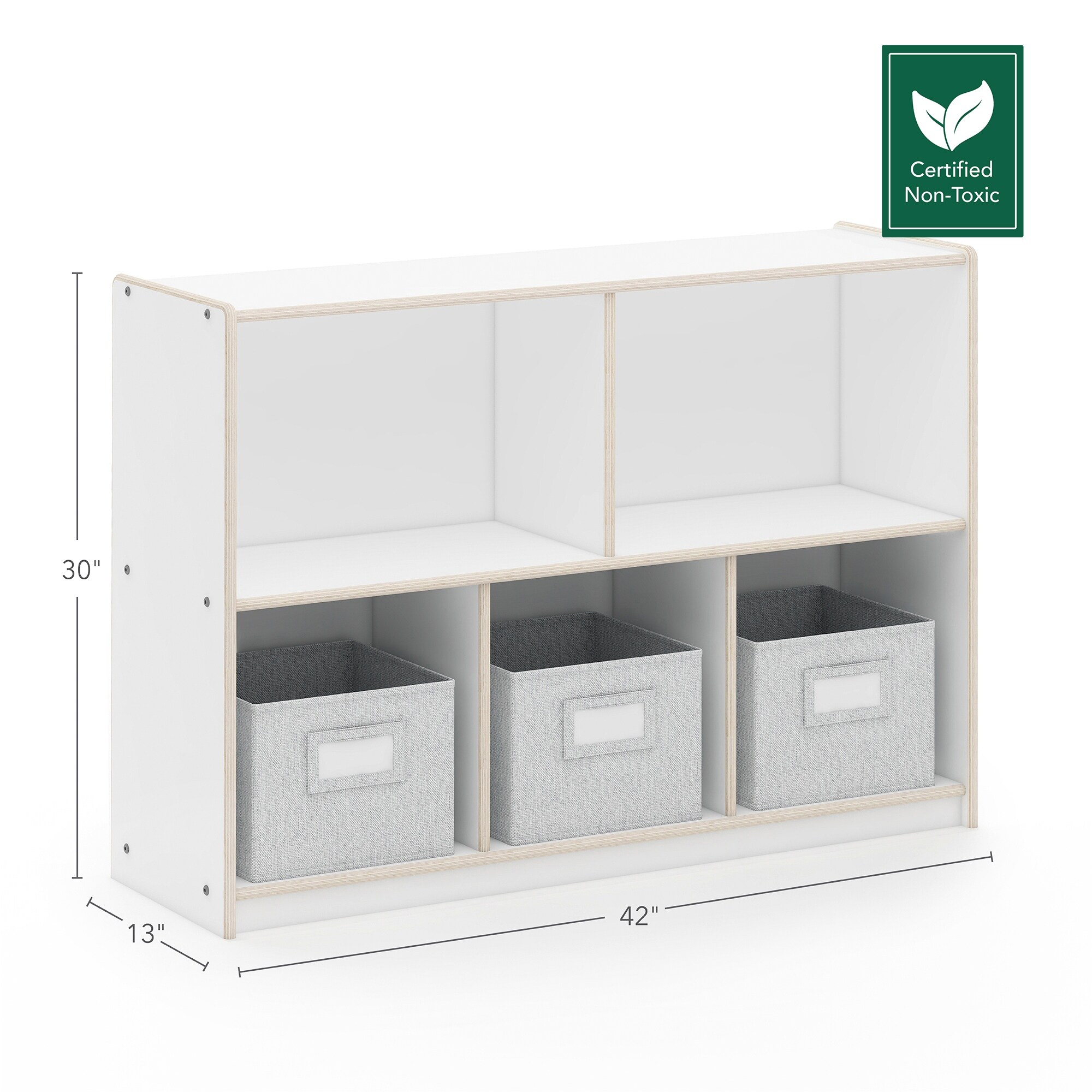 Guidecraft EdQ Shelves and 5 Bin Storage Unit 30 - White