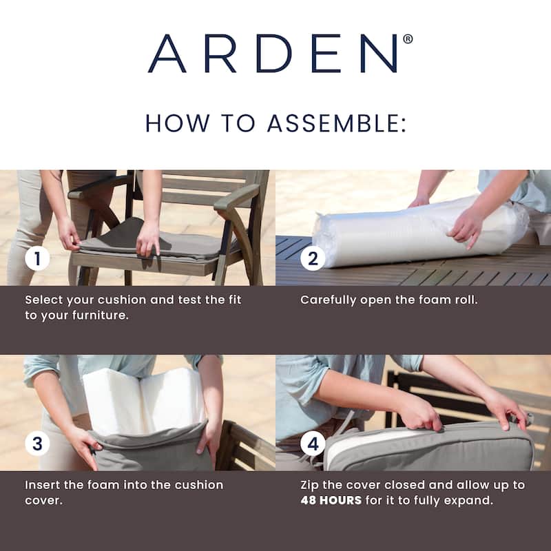 ARDEN Foam Outdoor Double Welted Round Back Seat Cushion, 20 x 19