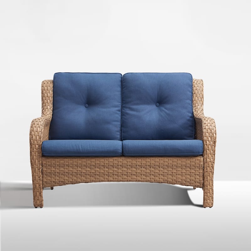 Gymojoy Outdoor High-back Wicker Loveseat Sofa For Home Garden