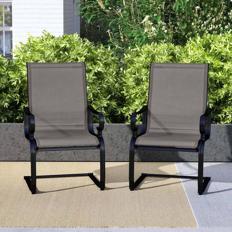 Costway Set of 2 Patio Chairs C-Spring Motion Chairs with Quick-drying - See Details
