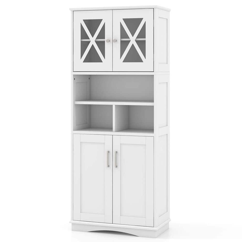 Costway Tall Bathroom Cabinet Large Floor Storage Cabinet with Acrylic - See Details